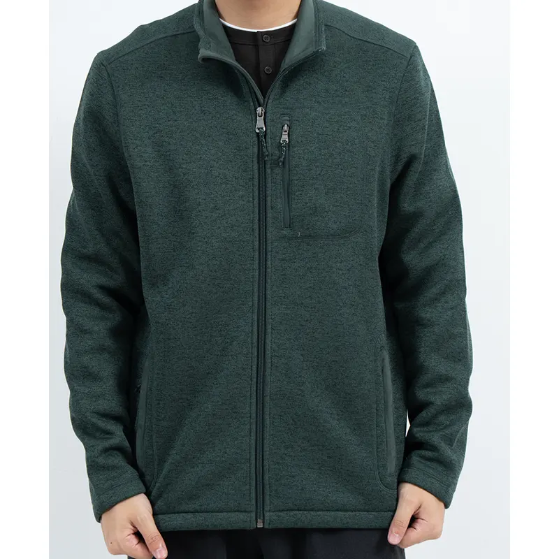 グリーン スタンド カラー ジップ ジャケット、ジップ胸ポケットとサイド ポケット グリーン スタンド カラー ジップ ジャケット、ジップ胸ポケットとサイド ポケット