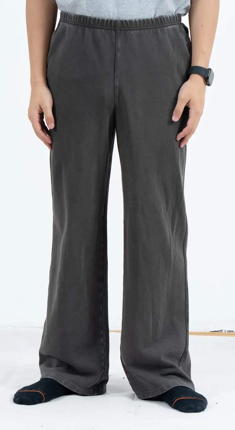 Charcoal Wide-Leg Sweatpants with Faded-Look Seams