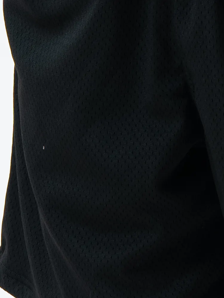 Black Breathable Quick-Dry Mesh Shorts with Large White Letter Graphic