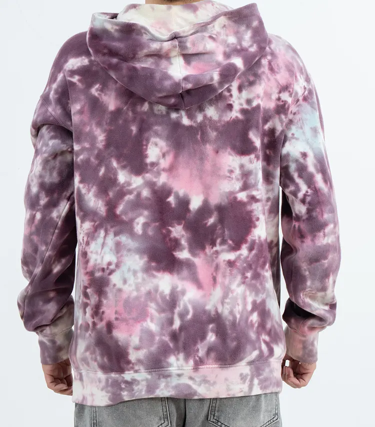 Purple Cloud-Pattern Pullover Hoodie with Kangaroo Pocket