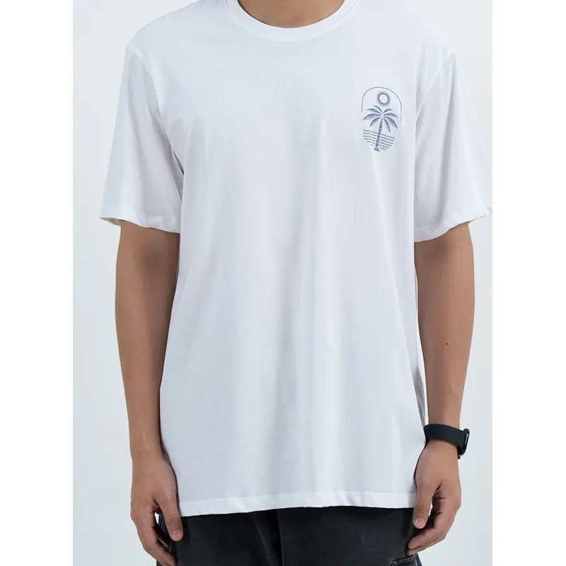 胸と背中にヤシの木のグラフィックをあしらったリラックスクルーネック T シャツ